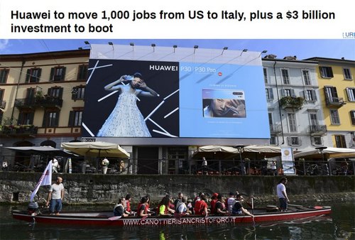 “หัวเหว่ย : ย้ายฐานและงาน 1,000 ตำแหน่งจากอเมริกาไปอิตาลี”