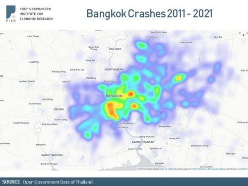  ข้อมูล PIER Statistics วันนี้ขอนำเสนอข้อมูล “Bangkok Crashes 2011–2021”