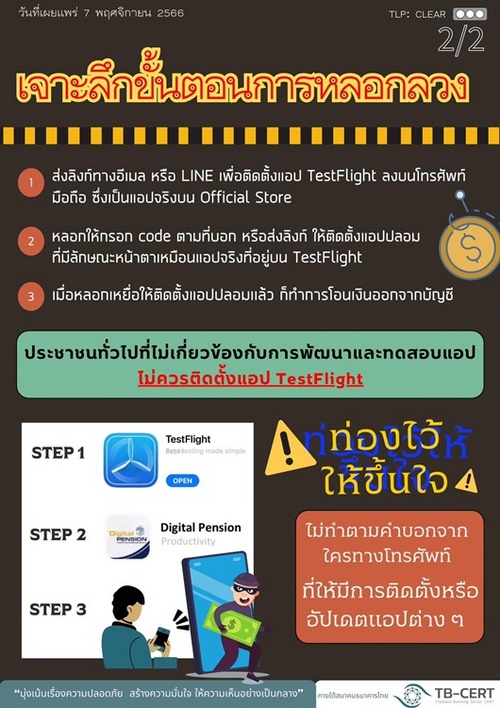 เตือนภัย วัยเกษียณ ใช้ IOS อยากหลงเชื่อมิจฉาชีพหลอกติดตั้ง TestFlight