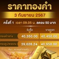 ราคาทองวันนี้ (3 ก.ย. 67) ปรับลง 50 บาท