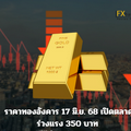 ราคาทองอังคาร 17 มิ.ย. 68 เปิดตลาดร่วงแรง 350 บาท สู่ 52,200 บาท