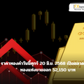 ราคาทองคําวันนี้ศุกร์ 20 มิ.ย. 2568 เปิดตลาดลดลง ทองแท่งขายออก 52,150 บาท